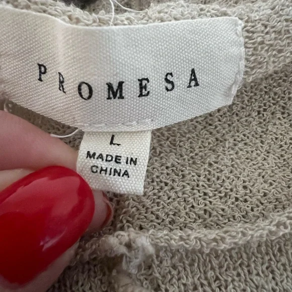 Promesa Large Beige Long Sleeve Textured Maxi Dress Neutral Cottagecore - Picture 6 of 8